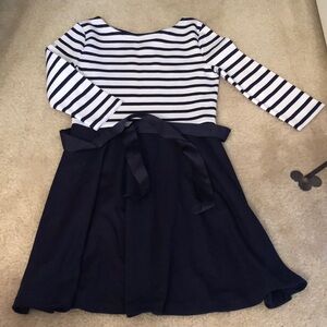 Navy and white boatneck dress